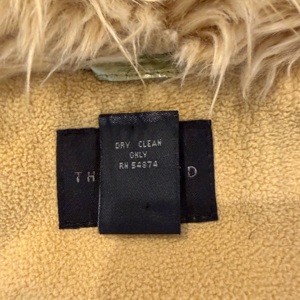 The Limited Down Puffer Liquid Green Gold Metallic Shimmer Jacket Fur Hood - Picture 15 of 16